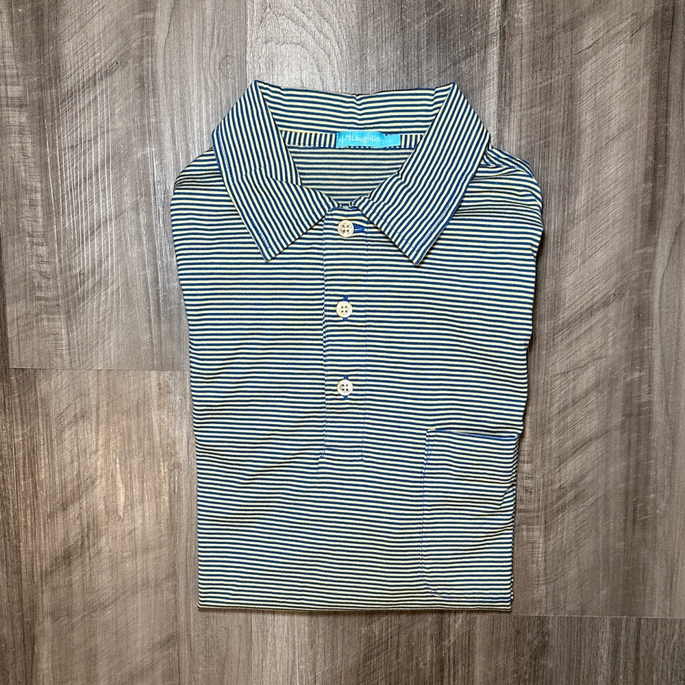 J. McLaughlin Pima Cotton Striped Pocket Polo - Large